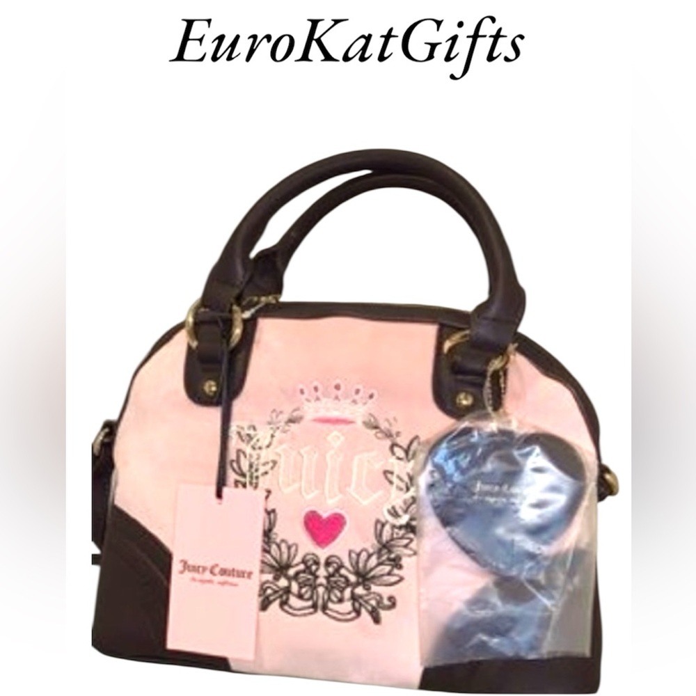 Juicy Couture Pink Diamond Heritage Satchel in Pink and Dk Brown NEW with tags